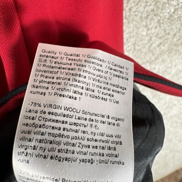 Escada Long Line Blazer Jacket Women's 44 Cherry Red Wool Single Button Pockets - Picture 9 of 11